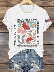 Women's fdt Flowers Printed Casual T-Shirt