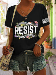 V-neck Retro Resist Not My President, Not My Voice, Not My Values, Not My Beliefs Print T-Shirt