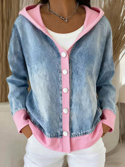 Women's Fashion Patchwork Design Hooded Cardigan