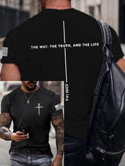 Men's Jesus The Way The Truth The Life John 14:6 Christian Cross Short Sleeve T-shirt
