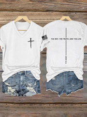Women's Jesus The Way The Truth The Life John 14:6 Christian Cross Short Sleeve T-Shirt