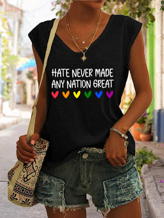 Women's Hate Never Made Any Nation Great Print Casual Vest