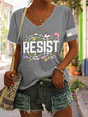 V-neck Retro Resist Not My President, Not My Voice, Not My Values, Not My Beliefs Print T-Shirt