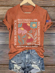 Women's fdt Flowers Printed Casual T-Shirt