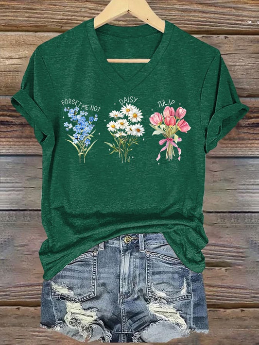 Women's Casual Floral Print T-Shirt