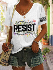 V-neck Retro Resist Not My President, Not My Voice, Not My Values, Not My Beliefs Print T-Shirt