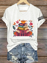 V-Neck Retro Fantasy Drama Tragedy Print T-Shirt