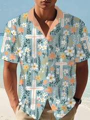 Men's Faith Cross Waffle Print Casual Shirt
