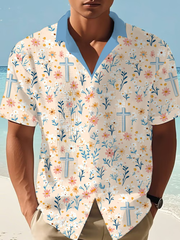 Men's Faith Cross Waffle Print Casual Shirt