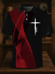 Men's Faith Cross Printed Casual Button Top