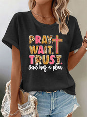 Women's Pray Wait Trust Waffle Print T-Shirt