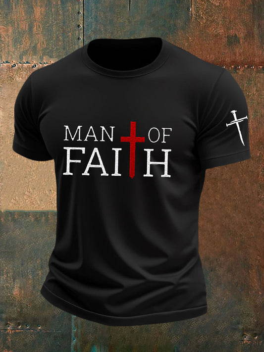 Man Faith Cross Man Of Faith Print Short Sleeve T-shirt