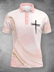 Women's Faith Over Fear Art Wave Print Casual Polo