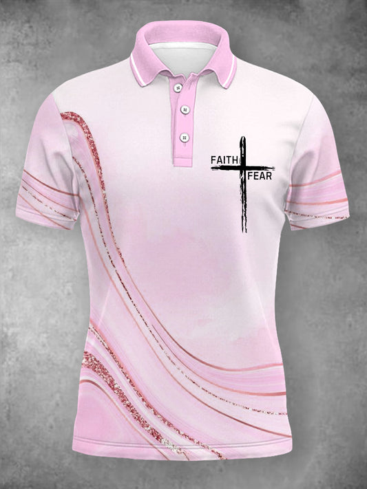 Women's Faith Over Fear Art Wave Print Casual Polo