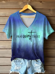 Women's Pray Wait Trust Printed Casual T-Shirt