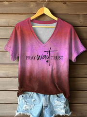 Women's Pray Wait Trust Printed Casual T-Shirt