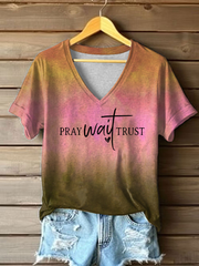Women's Pray Wait Trust Printed Casual T-Shirt