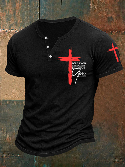 Men's Jeremiah 29:11 Christian Religious Bible Verse Cross Print Tee
