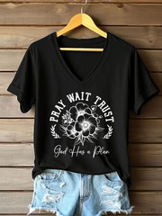 Women's Pray Wait Trust Printed Casual T-Shirt