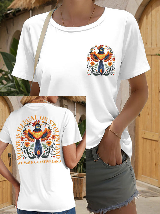 Women's No One Illegal on Stolen Land, We Walk on Native Land T-shirts