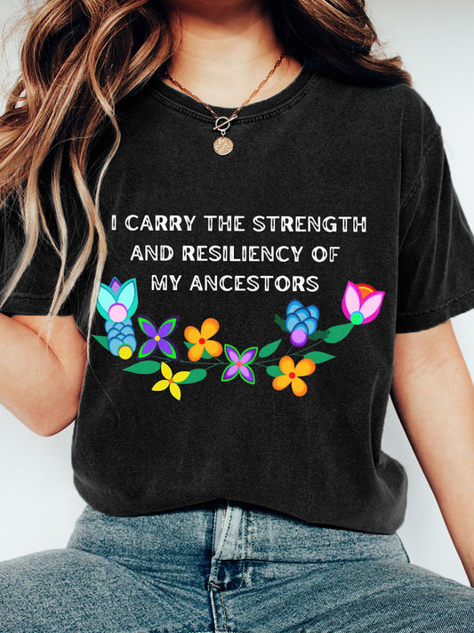 Women's Indigenous Inspired Floral Print Washed T-Shirt