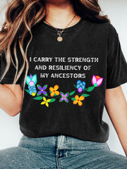 Women's Indigenous Inspired Floral Print Washed T-Shirt