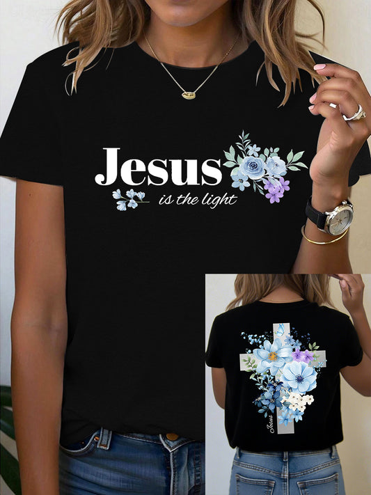 Women's Jesus is the Light Floral Christian T-Shirt