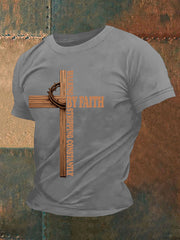 Men's Walking By Faith Tripping Constantly Printed Casual T-Shirt