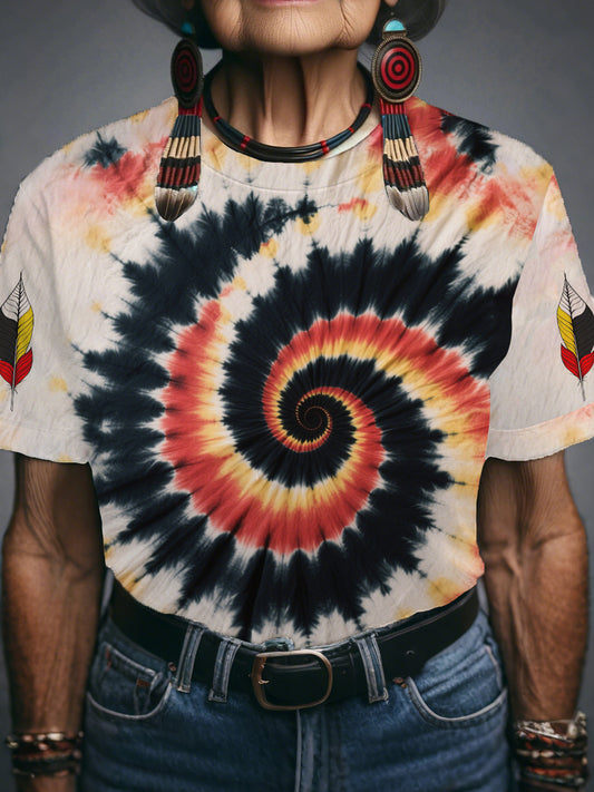 Women's Native American Medicine Wheel Tie-Dye T-Shirt