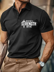 Men's Not My Strength But His Button T-Shirt