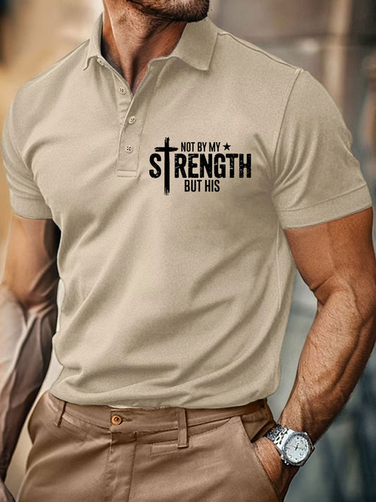 Men's Not My Strength But His Button T-Shirt