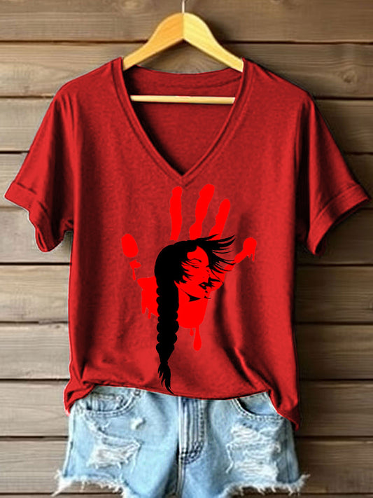Women's MMIW Print V-Neck T-Shirt