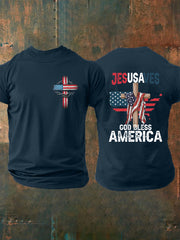 Men's God Bless America Cross Short Sleeve T-shirt