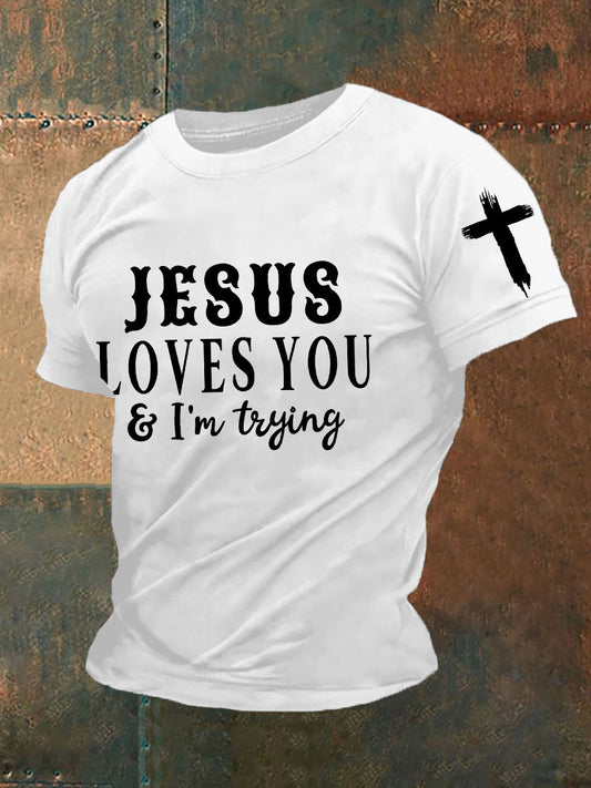 Men's Jesus Love You I'm Try Short-sleeved T-shirt