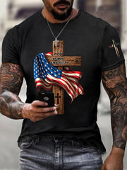 Men's God Bless America Cross Short Sleeve T-shirt
