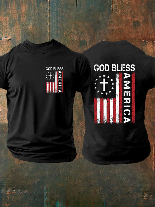 Men's God Bless America Cross Short Sleeve T-shirt