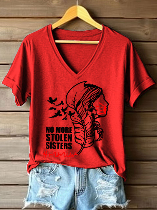 Women's MMIW Print V-Neck T-Shirt