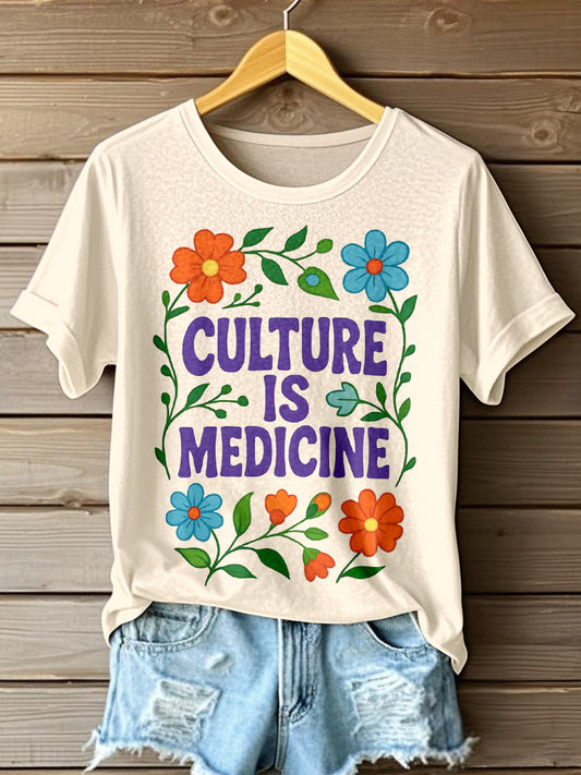 Women's Culture Is Medicine Print T-Shirt
