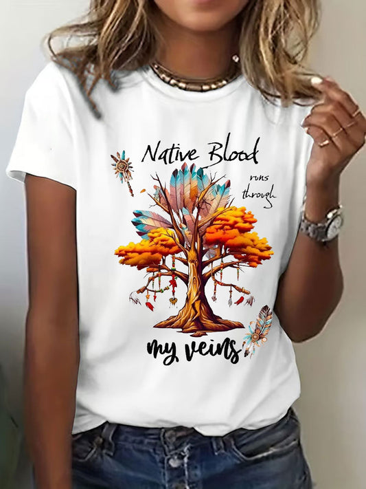 Women's Native American Printed Casual T-Shirt