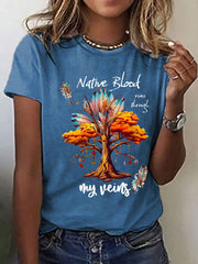 Women's Native American Printed Casual T-Shirt