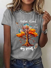 Women's Native American Printed Casual T-Shirt