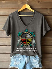 Women's Nature Is My Religion Earth Is My Church Printed Casual T-Shirt