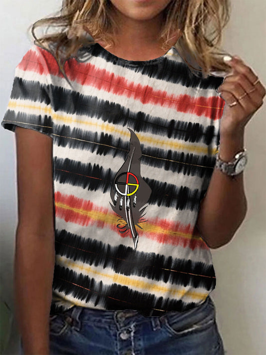 Women's Native American Medicine Wheel Tie-Dye T-Shirt