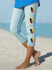 Women's Native American Medicine Wheel Feathers Cropped leggings