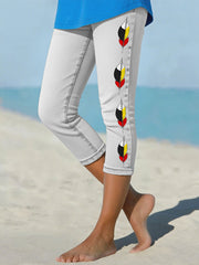 Women's Native American Medicine Wheel Feathers Cropped leggings