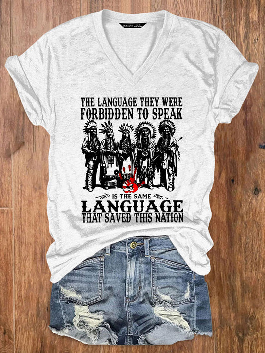 Women's The Language They Were Forbidden To Speak Printed Casual T-shirt
