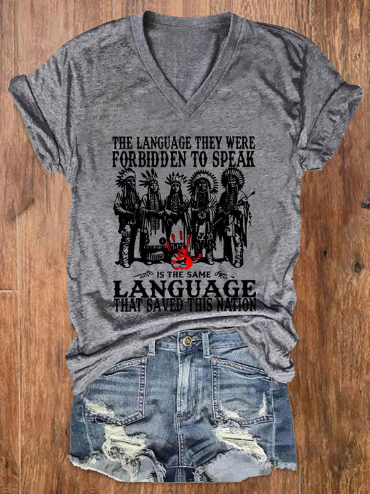Women's The Language They Were Forbidden To Speak Printed Casual T-shirt