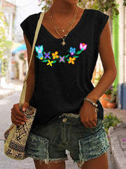 Women's Tribal Floral Art Print Tank Top