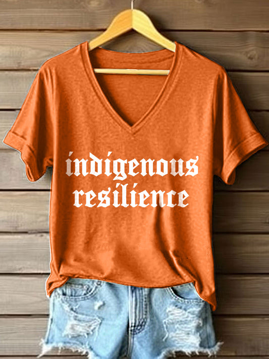 Women's Indigenous Resilience Print V-Neck T-Shirt