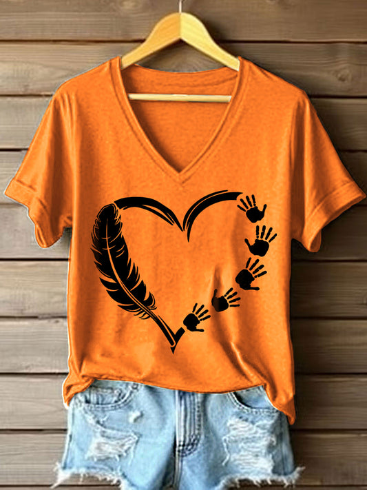 Women's Native American Inspired Heart Print T-Shirt